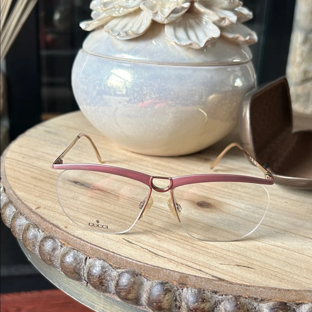 Gucci Vintage GG2229 25L 60mm Gold Oversized Half-Rim Eyeglasses Italy 135